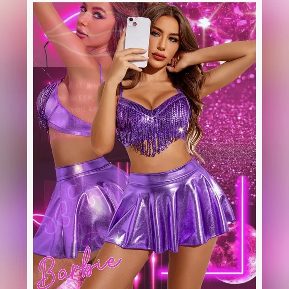 Shimmering Purple Bikini Set - Festival/Rave Outfit #765 - Picture 7 of 9